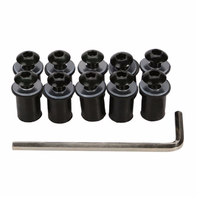 10 x Fai Wind Screen Screw Windshield Mounting Motorcycle Black