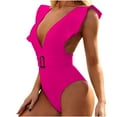 thumbnail image 4 of REORIAFEE Women's Sexy One Piece Swimsuit Swimwear Bathing Suit Monokini Beach Vacation Bikini Loose Sleeveless Swimsuit Top Blouse Hot Pink S, 4 of 9
