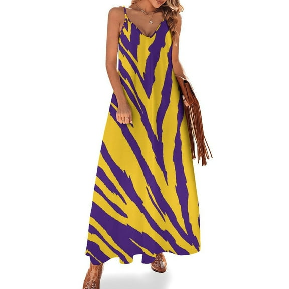 Purple And Gold Sleeveless Dress for Women Clothing Female Women's Summer Skirt
