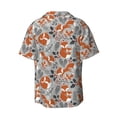 thumbnail image 6 of Lsque Vintage Blue Fox Family A print Men's Cuban Collar Short Sleeve Shirt Summer Beachwear Casual Button Down Fashionable Vacation Leisure Shirt-X-Large, 6 of 7