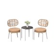 thumbnail image 1 of 3-Piece All-Weather Wicker Bistro Set,2 Rattan Chairs + Tempered-Glass Table, Compact Outdoor Dining Furniture for Garden, Backyard, Balcony & Apartment, 1 of 7