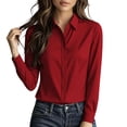 thumbnail image 7 of biudgviw Womens Dress Shirts Formal Fit Long Sleeve Tunic Tops Casual Button Down Collared Satin Blouse for Work Office, 7 of 7