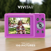 Vivitar Popsnap Compact Digital Camera, Purple, 16X Zoom, 1080p, Built-in Flash, Micro SD, Slim Lightweight Pocket Design