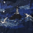 thumbnail image 3 of YIUME Men's Hawaiian Shirt Lighthouse Print By Alice Brown Cotton Button-down Short Sleeve Aloha Shirt, 3 of 8