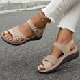 thumbnail image 5 of hlysgo Orthopedic Wide Sandals for Women Wide Width Strappy Arch Support Flat Wedge Sandals Walking Dressy Open Toe Beige 6.5, 5 of 6