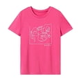 thumbnail image 1 of Camiseta para mujer de verano casual streetwear cuello redondo camiseta para camping vacaciones oficina Rosa Rosa, 1 of 7