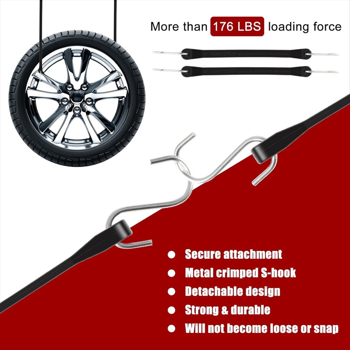 Rubber Cords with Hooks 6 Inch,Rubber Bungee Cords Heavy Duty Outdoor Rubber Tie Down Straps with S Hooks for Truck,Van