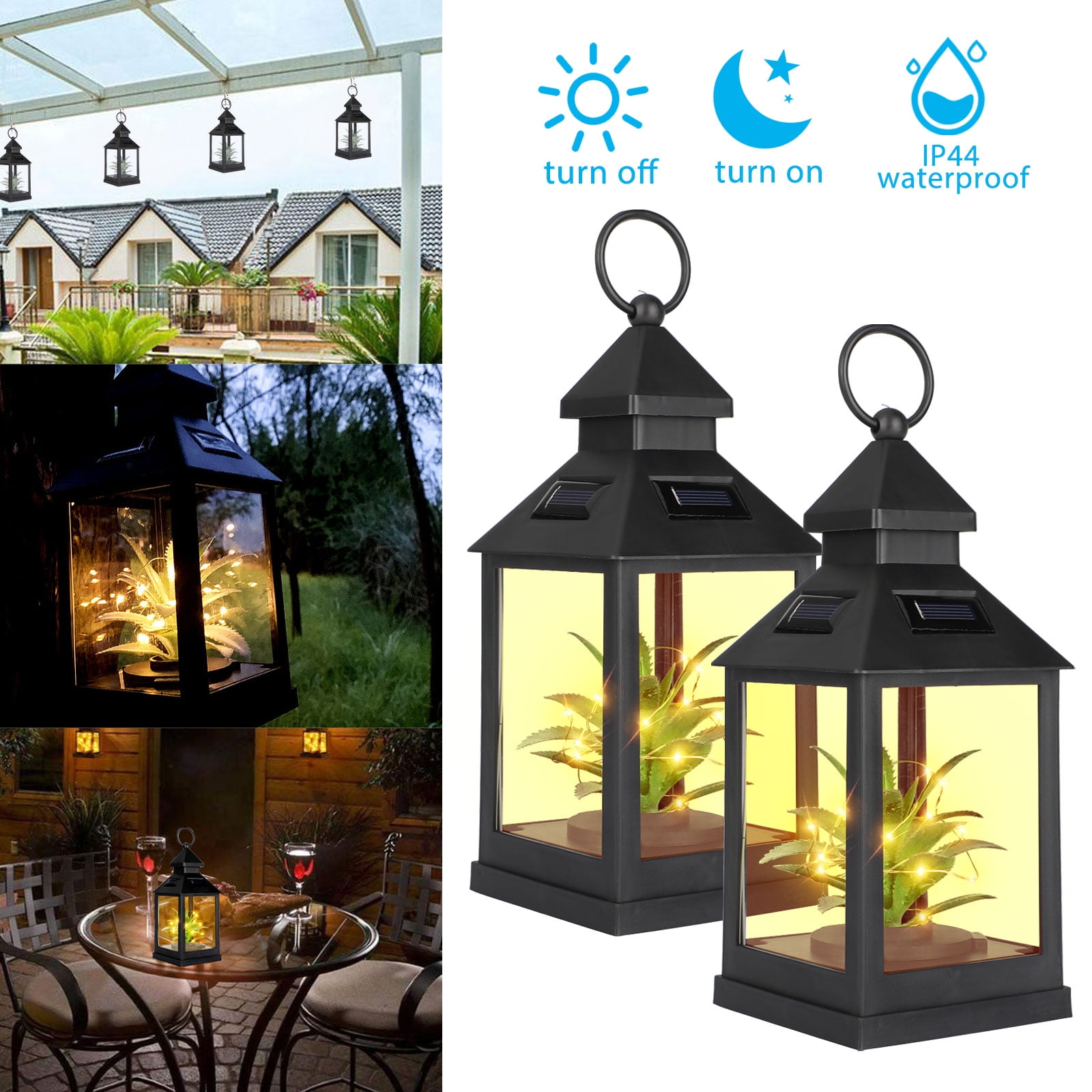 Solar Lantern Lights Outdoor, EEEkit Waterproof Solar Table Lamp