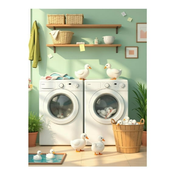 Diamond Art Kits for Adults - 5d Laundry Room Ducks Playful Scene Diamond Painting for Adults, Diamond Art for Adults Beginners, Diamond Painting Kits for Adults for Home Wall Decor