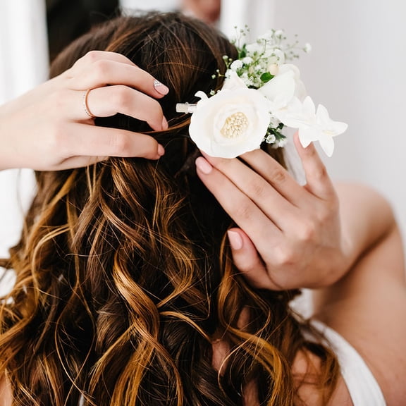 TAILTOSS Flower Hairpins and Clips 3Pcs White Cloth Elegant Style For Bride Hair Enhancement And Events