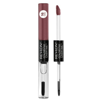 Revlon Liquid Lipstick with Clear Lip Gloss by Revlon, ColorStay Face Makeup, Overtime Lipcolor, Dual Ended with  E in Plum / Berry, 370 Everlasting Rum, 0.07 fl oz