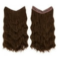 thumbnail image 1 of Xiao Hua Extensiones de cabello de alambre, gruesas, rizadas, onduladas, invisibles, con clip, sintéticas, para mujer, 20 pulgadas, color castaño rojizo., 1 of 2
