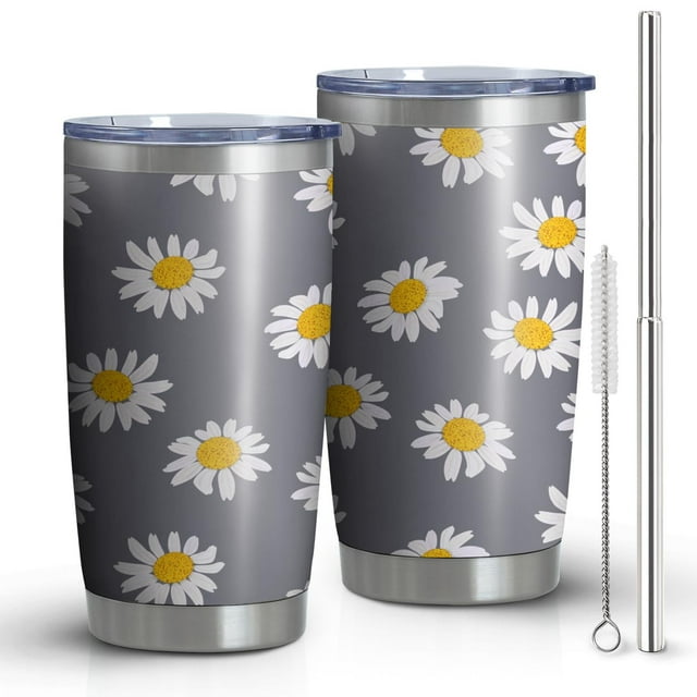 Gobelet 20oz avec Couvercle et Paille en Acier Inoxydable Isolé sous Vide pour Eau Café, Double Paroi, Réutilisable pour Boissons Chaudes