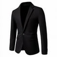 thumbnail image 2 of UVEASISHA Wedding Blazers for Men Solid Color Slim Fit Formal Dress Jackets Single Breasted Casual Business Blazer Suit Jacket Black M, 2 of 4