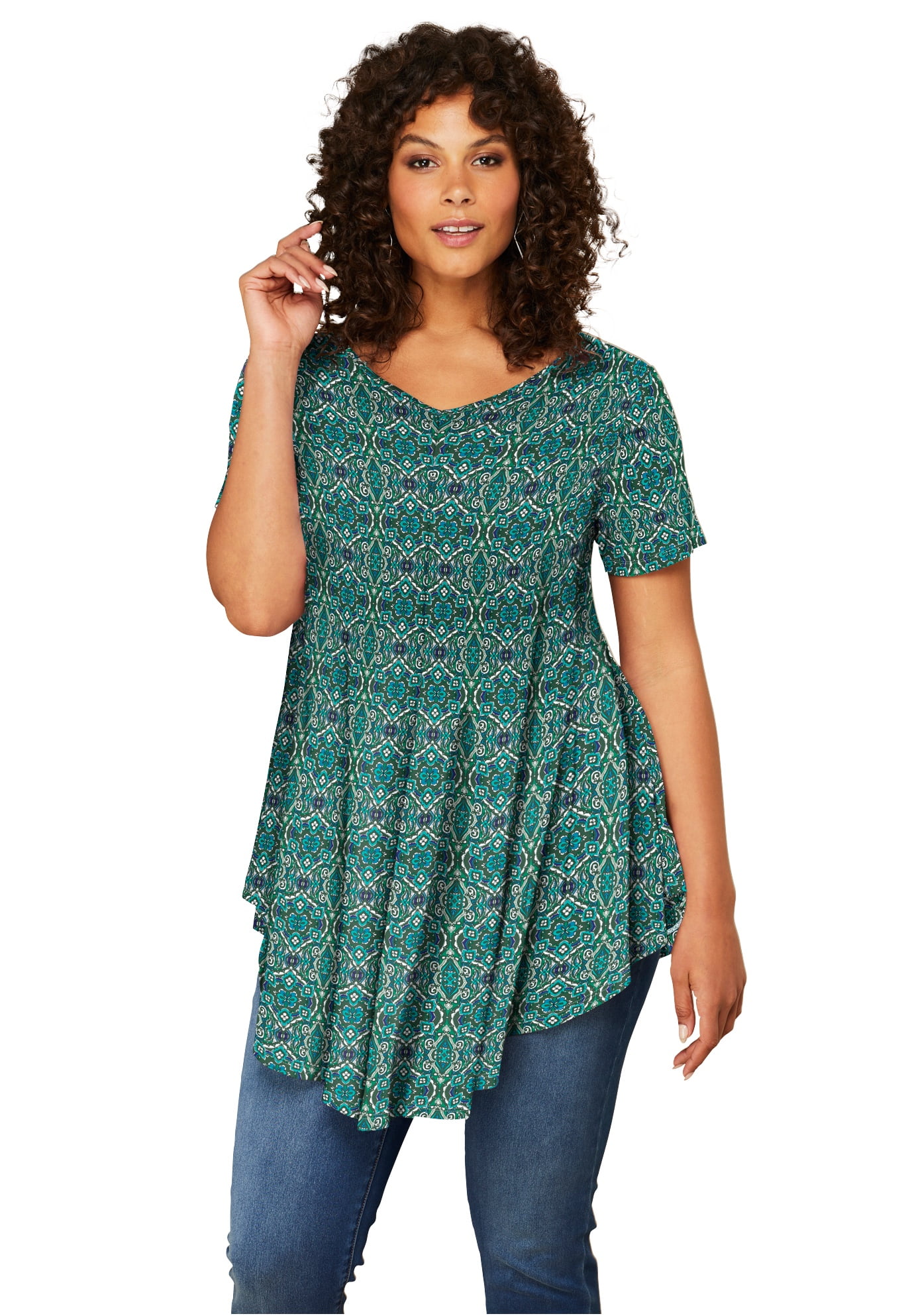 Roaman's Roaman's Women's Plus Size Swing Drape Tunic