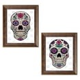 thumbnail image 2 of Gango Home Decor Eclectic Sugar Skull & Sugar Skull IV on Gray; Two 11x14in Art Prints in Gold Trim Brown Frames, 2 of 6