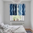 thumbnail image 5 of Abstract Blue Moire Kitchen Curtains Small Short 39 Inch Length, Gradient Coastal Ocean Geometric Waves Bedroom Living Room Curtains, Light Filtering Cafe Curtain Drapes 2 Panels Set 55''x39'', 5 of 9