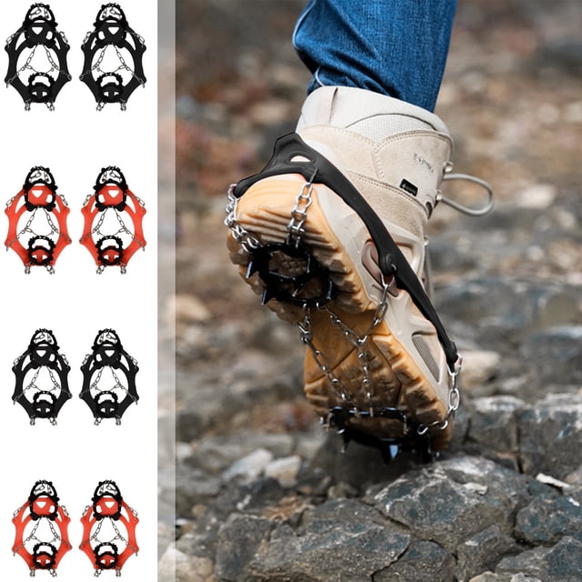 Sentmoon Snow Cleats for Shoes Ice Cleats for Shoes Outdoor Hiking Camping Antiskid 12 Tooth Ice Claws Winter Ice and Snow Road Antiskid Shoe Studs Ice Climbing Antiskid Shoe Cover Cleat