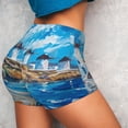 thumbnail image 4 of Zufioo Greek Island Windmills Painting High Waist Yoga Shorts for Women Tummy Control Fitness Athletic Workout Running Shorts Women's Biker Shorts-XX-Large, 4 of 8