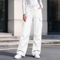 thumbnail image 2 of Kvture Women's Cargo Pants Casual Straight Wide Leg Work Pants Elastic Waisted Lightweight Loose Hiking Pant with Pockets, 2 of 8