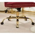 thumbnail image 5 of Velvet Office Chair with Golden Base, Modern Upholstered Tufted Button Desk Chair, Adjustable Swivel Home Office Chair with Metal Frame, Wine Red, 5 of 14