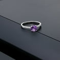 thumbnail image 4 of Gem Stone King 0.72 Ct Round Purple Amethyst E-F Lab Grown Diamond 10K White Gold Ring (Size 9), 4 of 5