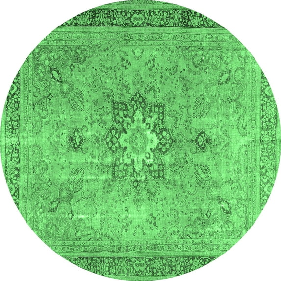 Ahgly Company Indoor Round Persian Emerald Green Traditional Area Rugs, 8' Round