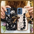 thumbnail image 5 of LYM-Phone Case For MOTO G Play 2024/4G/5G, Anti-knock Skin-friendly feel Bear bracelet protective case Dirt-resistant Simplicity silicone Black pearl pendant Cartoon Back Cover cute, 5 of 9
