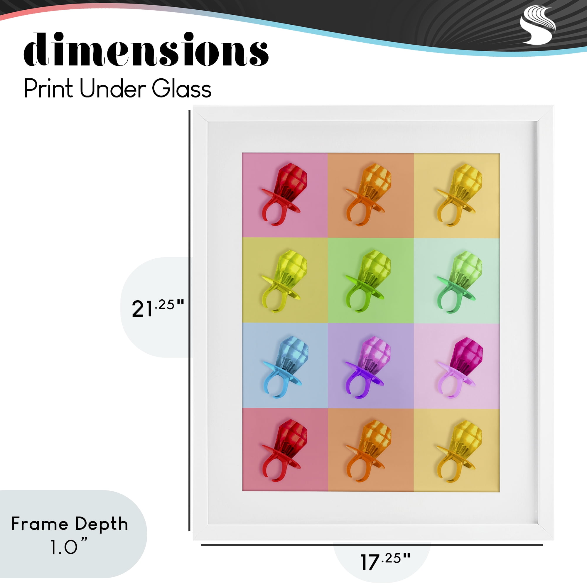 Stupell Industries Candy Gem Pop Grid White Framed Print Under Glass, design by LISH Creative