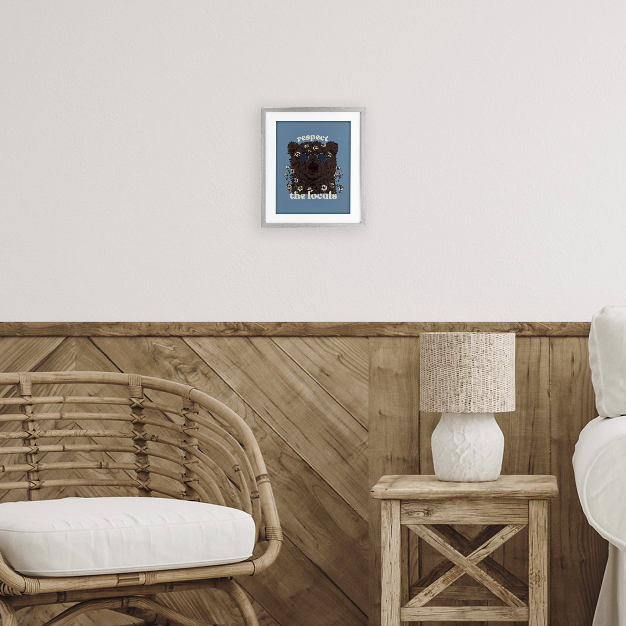 Stupell Industries Respect The Locals Bear Gray Framed Print Under Glass, design by Two If By Sea Studios