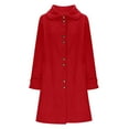 thumbnail image 6 of XPMWRP Women's Fleece Lapel Collared Trench Jacket Single Breasted Casual Solid Color Coat Fall Winter Warm Long Sleeve Jackets Red L, 6 of 8