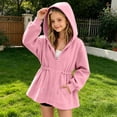 thumbnail image 4 of ZVAVZ Girls Long Zip Up Hoodies Adjustable Waist Hooded Sweatshirts Fashion Going Out Pullover Hoodie Winter Loose Fit Outwear Pink 11-12 Years, 4 of 7