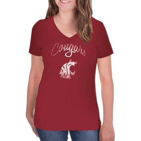 NCAA Washington State Cougars Women's V-Neck Tunic Cotton Tee (Best Small Towns Washington State)