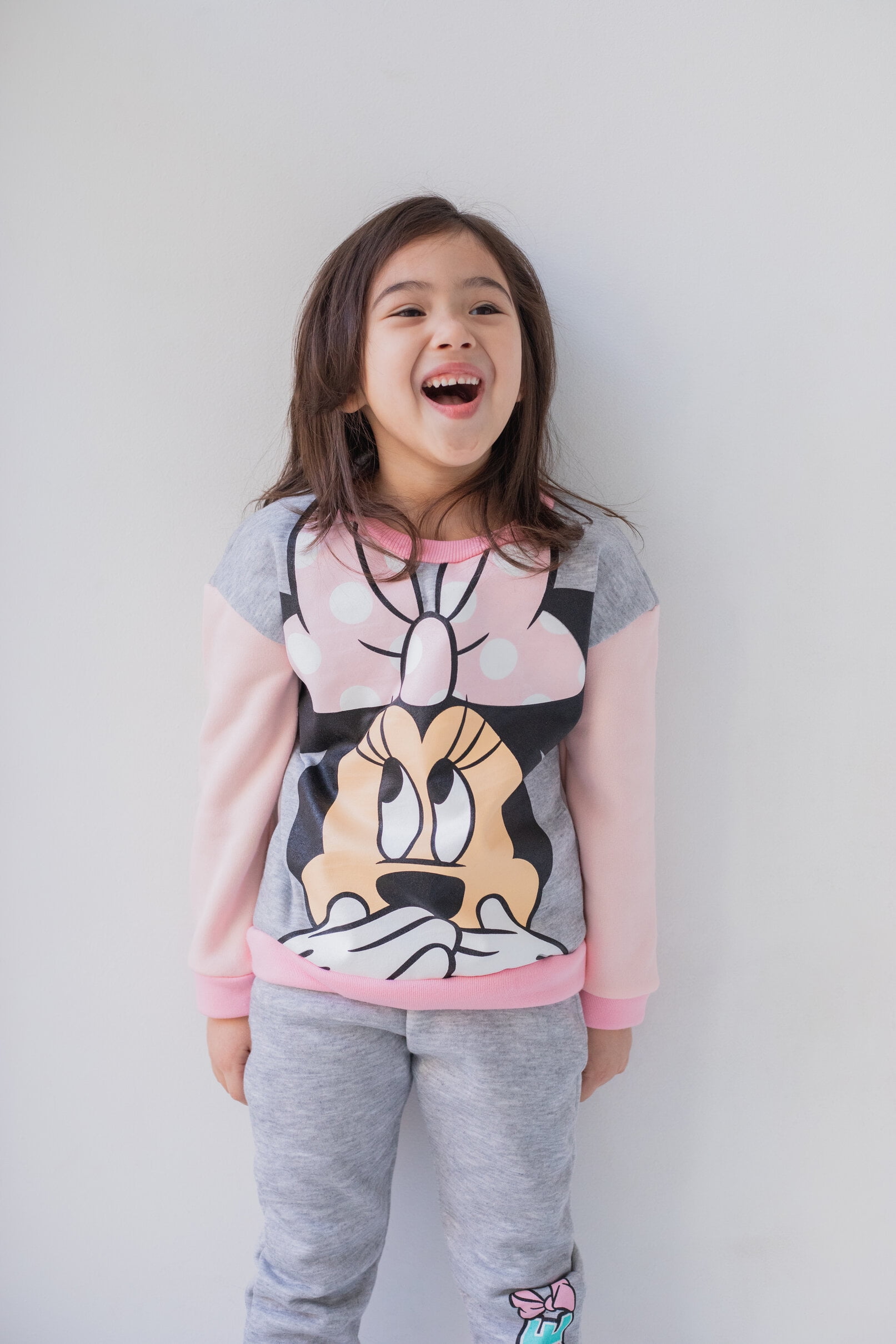 Disney Minnie Mouse Baby Girls' 2-Piece Fleece Sweatshirt and Pants Set Heather Grey Minnie