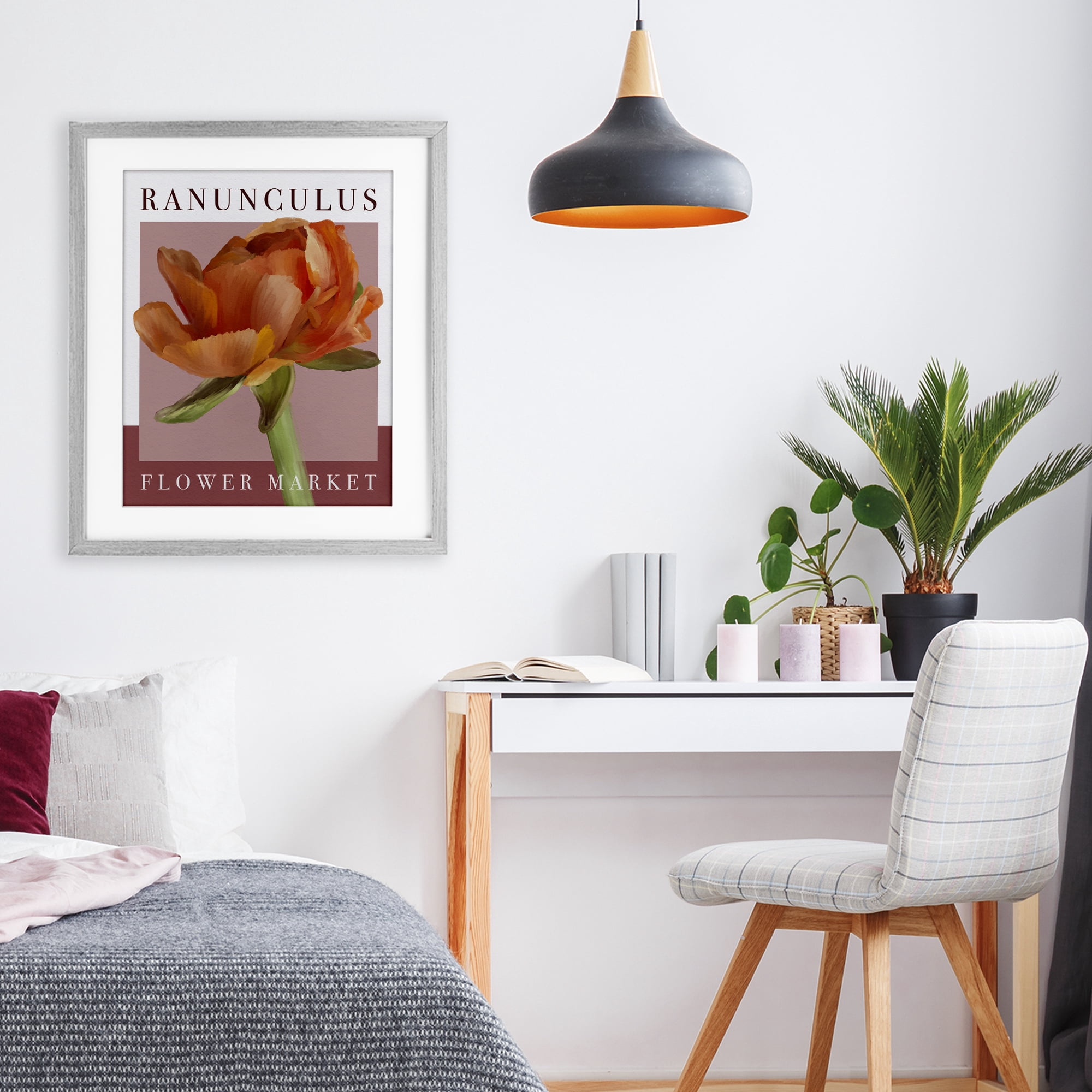 Stupell Industries Ranunculus Flower Market Gray Framed Print Under Glass, design by Jennifer Stith