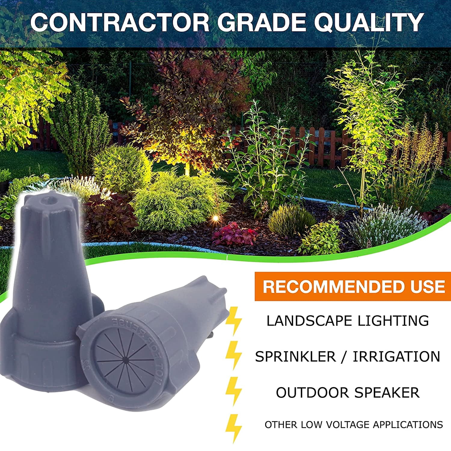 100 Pack 12-22 AWG Premium Waterproof Wire Connectors Landscape Wire Connector Electrical Caps for Led Landscape Light Irrigation Valves Outdoor Speakers (100 PACK 12-22 AWG SMALL)