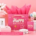 thumbnail image 5 of Pink Happy Birthday Gift Bag with Tissue Paper and Greeting Card for Birthday,Party,Happy Bithday Gift Bag for Men Women Birthday，13" Gift Bags Medium size(1-PCS Pink Hot Stamping, Happy Birthday), 5 of 6