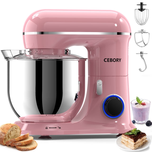 Batidora De Pedestal 3 En 1 Cebory, 6,5 QT Mezclador De Alimentos De 10 Velocidades