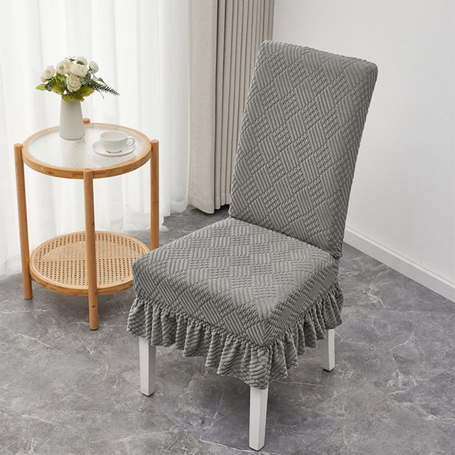 Mosiee 1Pcs Elastic Universal Dining Chair Cover Soft Anti-Wrinkle Knitted Jacquard Velvet Dining Table And Chair Cover 7Colors Option