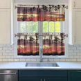 thumbnail image 3 of Kitchen Curtains 24 Inch Short - 3 Panel Set, Rod Pocket Window Curtain with Tropical Palm Tree Sunset Print, 100% Polyester for Boho Kitchen, Beach Room, Easy Wash, 3 of 6