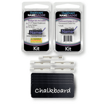 My Badge Design, 1" x 3" Chalkboard Name Badge Kit with Pin Back, 5 Qty