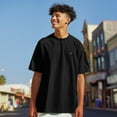 thumbnail image 3 of Dalix Lil Smile Heavyweight Pigment Dye Tee Short Sleeve Cotton Shirt Mens in Black XS X-Small, 3 of 5