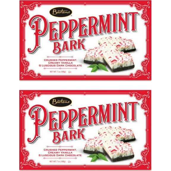 Barton's Old Fashioned Peppermint Bark Dark Chocolate Holiday Candy, Christmas  (Pack of 2)