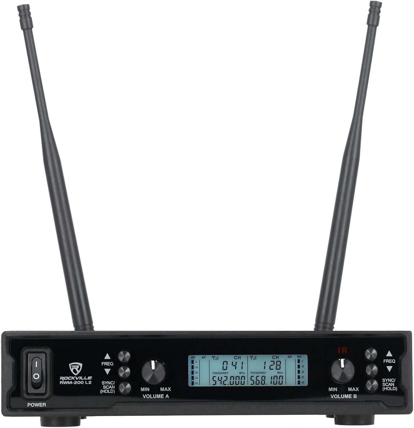 Rockville RWM-200 L2 Dual UHF Beltpack Wireless Microphone System, Lavalier & Headset Mics, 200 Channels, 3 Band EQ, Echo