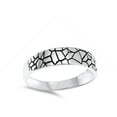 thumbnail image 4 of Cracked Mosiac Nugget Wedding Oxidized Ring .925 Sterling Silver Band Jewelry Female Male Size 7, 4 of 4