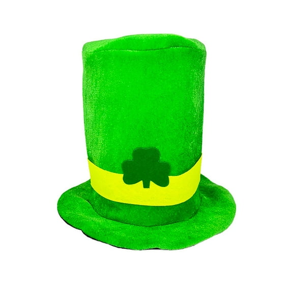 DJN St. Patrick's Day Top Hat Green Irish Magician Hat with Shamrock Theme Party Hat A One Size