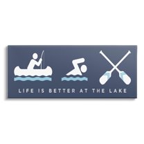 Life Better At Lake Water Fun Typography Graphic Art Gallery Wrapped Canvas Print Wall Art