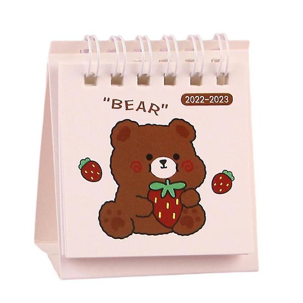 Calendario de escritorio pequeño Papel grueso Portátil Lindo oso/conejo/astronauta/fresa Impresión mensual de julio de 2022 a diciembre de 2023 Regalos ideales 2023 Hogar Escuela De