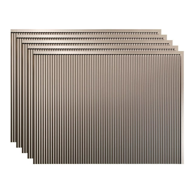 FASÄDE Rib Decorative Vinyl 18in x 24in Backsplash Panel in Brushed Nickel (5 Pack)