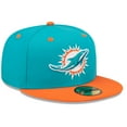 thumbnail image 3 of Men's New Era  Aqua/Orange Miami Dolphins Flipside 2Tone 59FIFTY Fitted Hat, 3 of 6